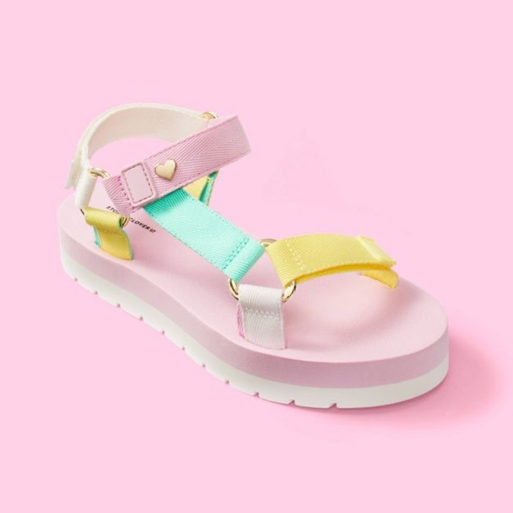 Stoney Clover Lane x Target Light Pink/Light Green/Light Yellow sandals nwt